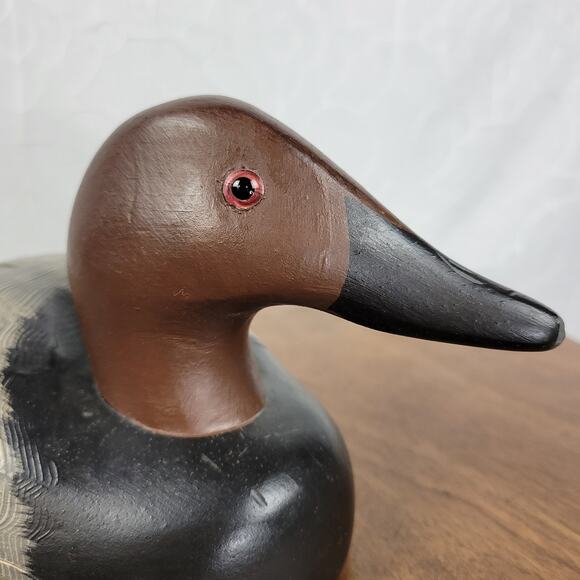Vintage Wildflower Decoys Canvasback Drake Duck Sculpture Wood Carved Handmade - Picture 7 of 13
